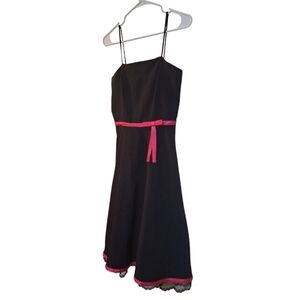 Black and Pink Ruffled A-line Cocktail Dress